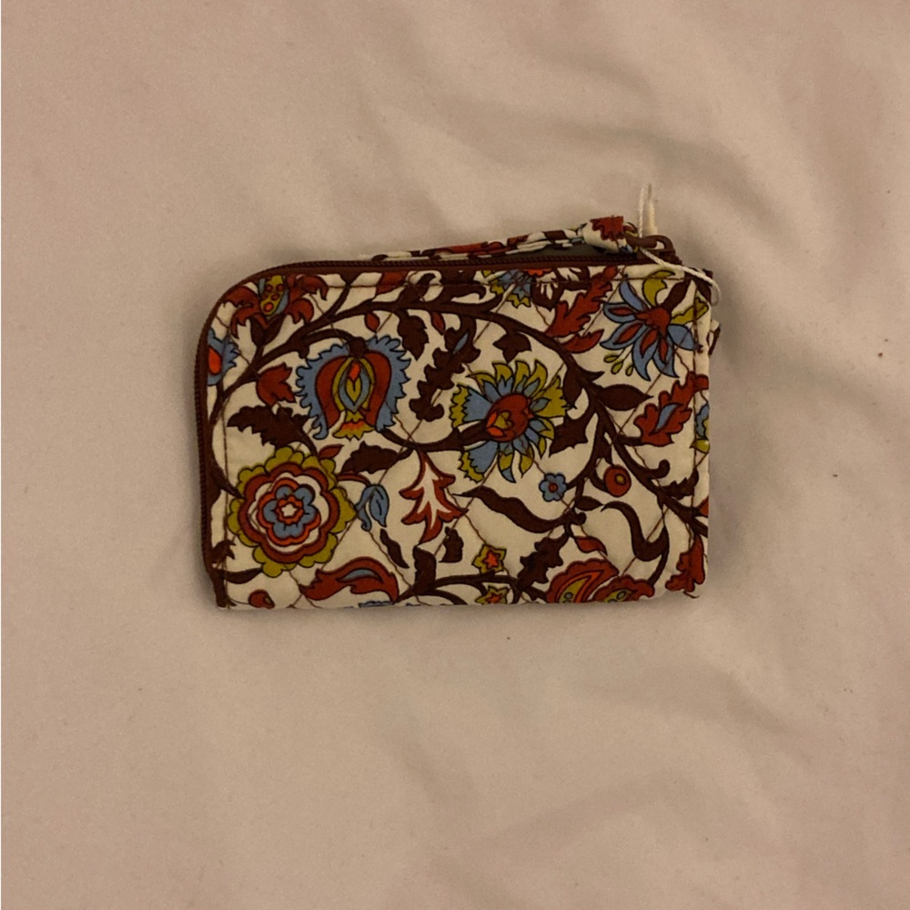 Vera Bradley Brown Floral Zip-Around Wallet with Multicolor Accents